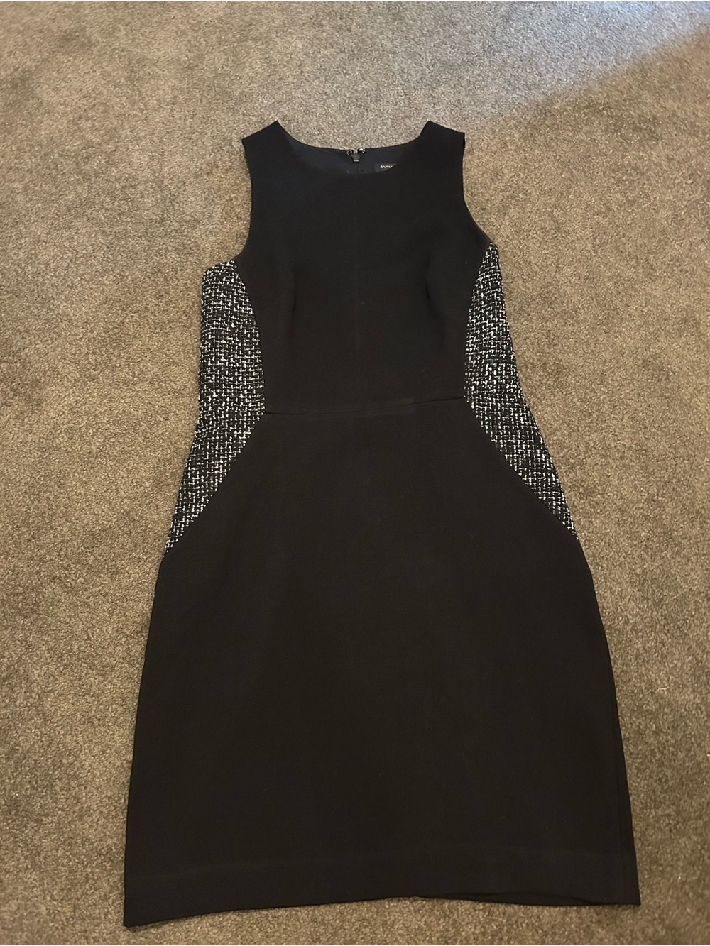Banana Republic Black and White Tweed Midi Dress